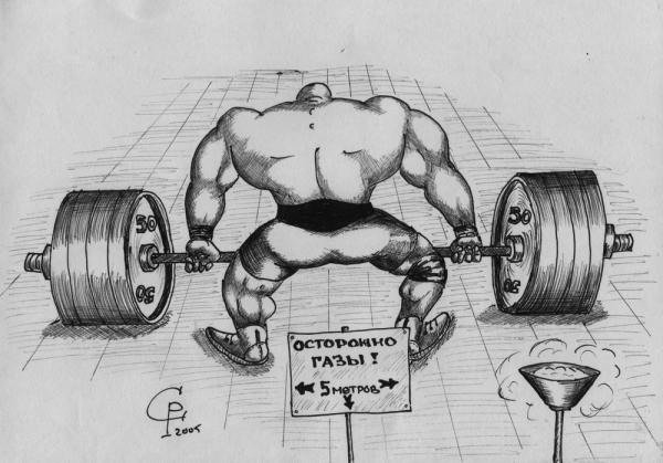 Штангист карикатура