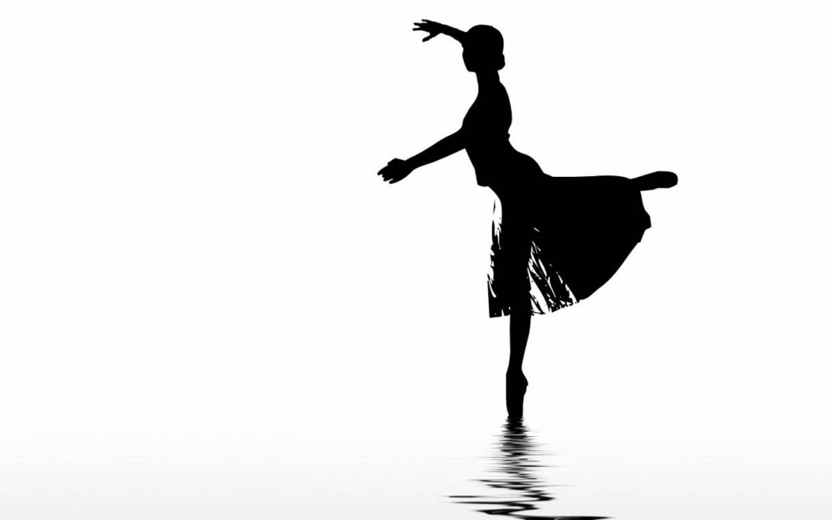 Картинка девочка танцует черно белая
