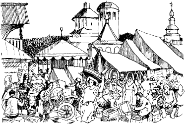 Раскраска ярмарка на Руси