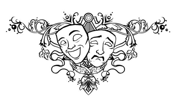 Театральные маски черно белые