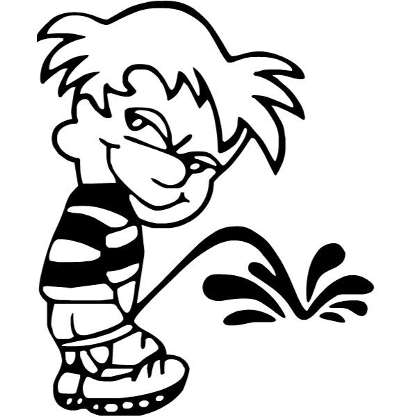 Писающий мальчик на белом фоне