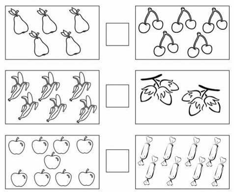 Сравнение количества предметов для дошкольников