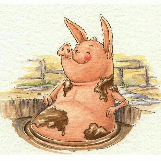 Свинья в луже живопись