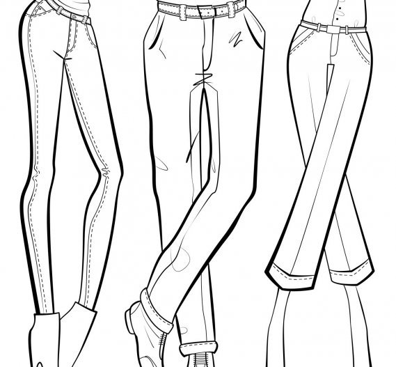 Шаблон для рисования женских брюк