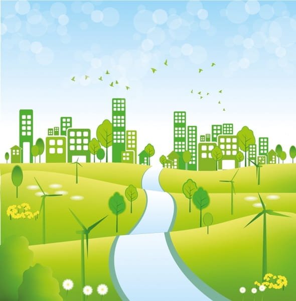 Городской пейзаж Векторная Графика