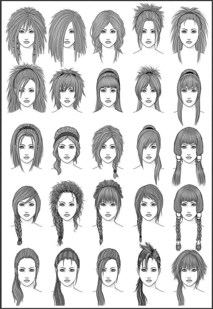 Причёски нарисованные женские