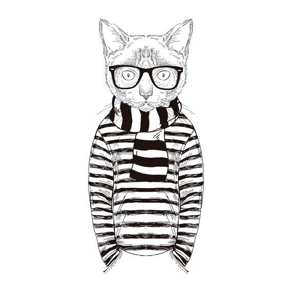 Кот хипстер арт
