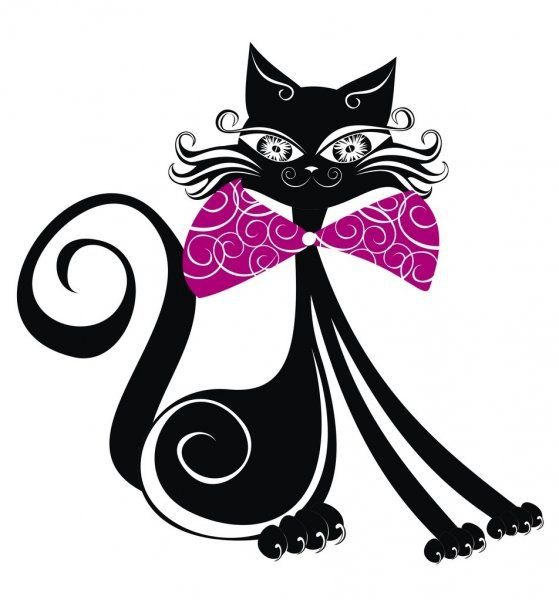 Силуэты кошек с бантами