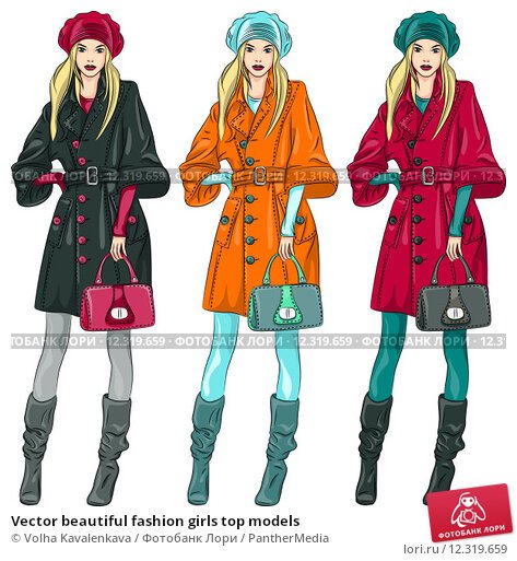 Нарисованная девушка в пальто