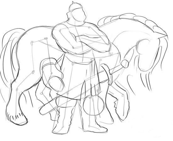 Илья Муромец на коне рисунок