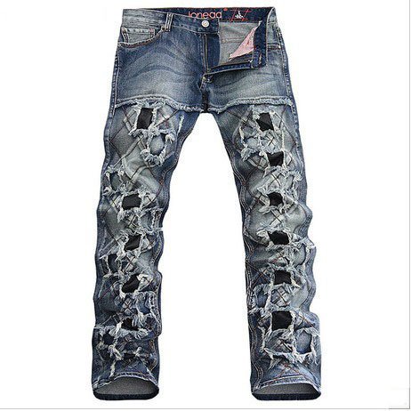 Джинсы с заплатками мужские