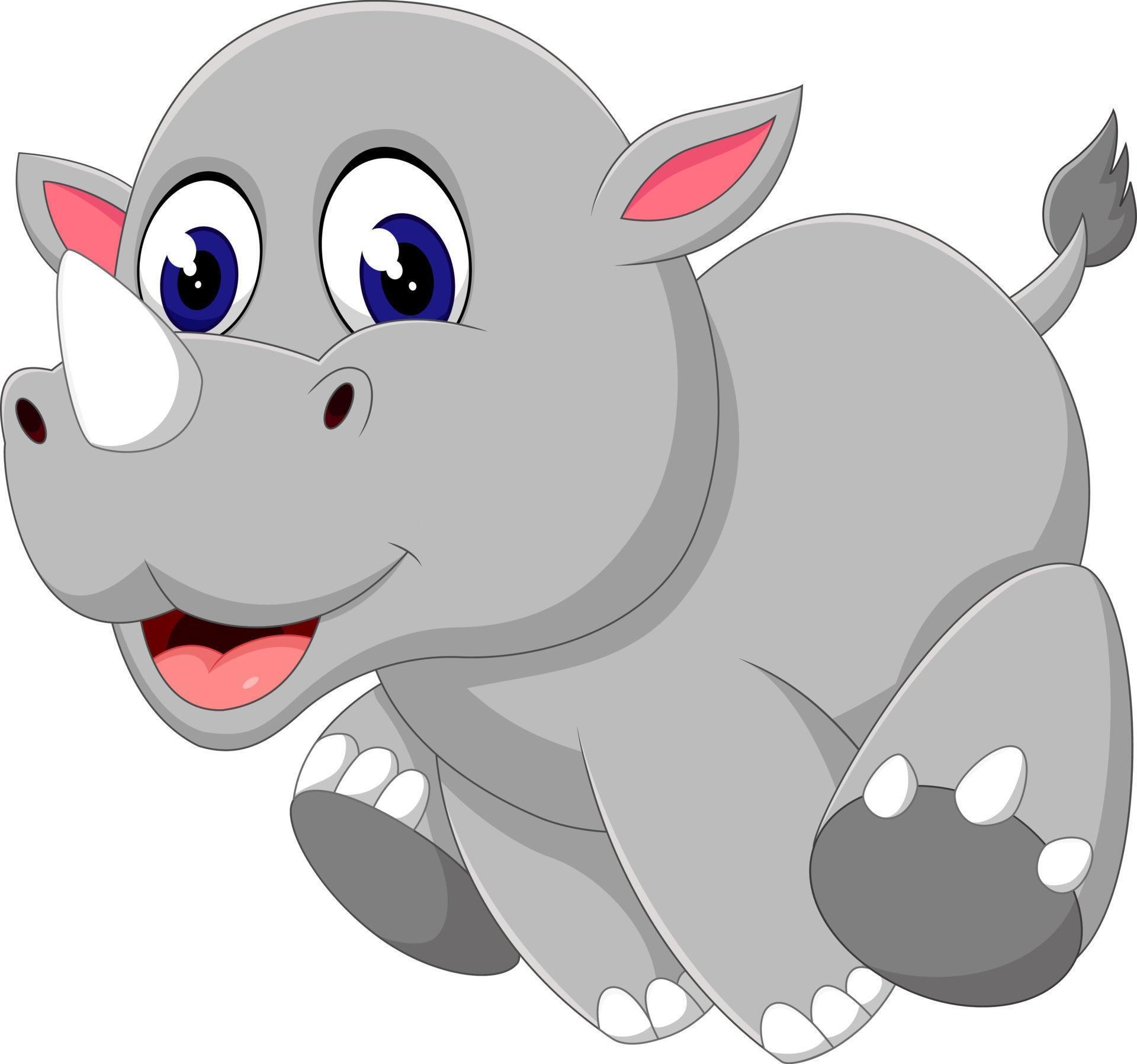 Носорог мультяшный на белом фоне