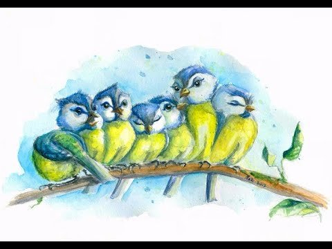 Синичка на ветке для детей