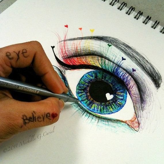 Рисунок глаза фломастером