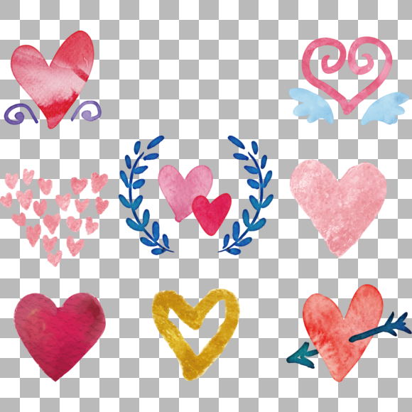 Акварельные сердечки