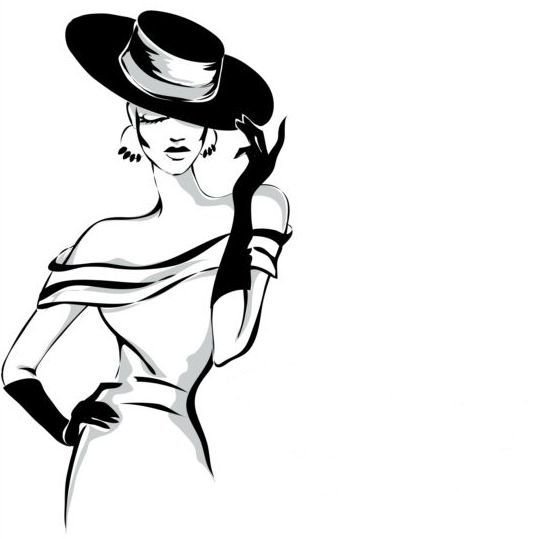 Девушка в шляпе вектор