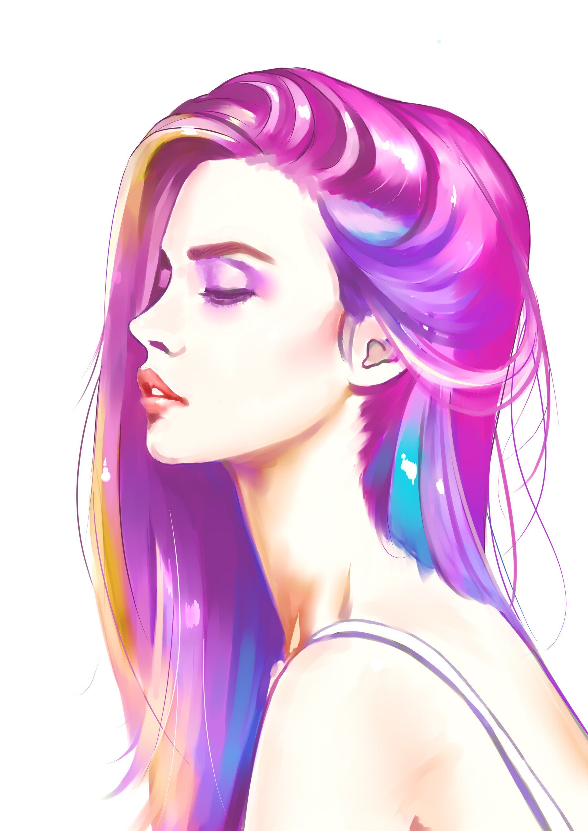 Фиолетовые волосы арт