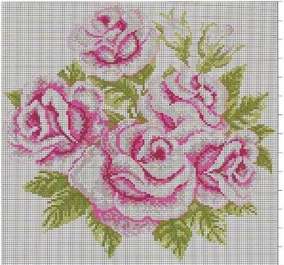 Вышивка крестом по канве розы