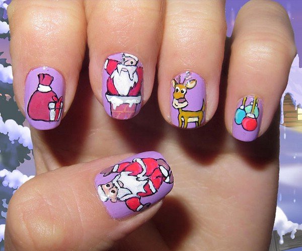 Прикольные новогодние ногти