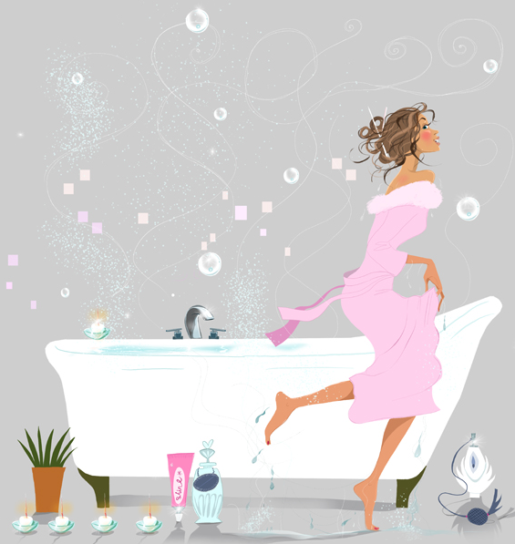 Картина девушка в ванной