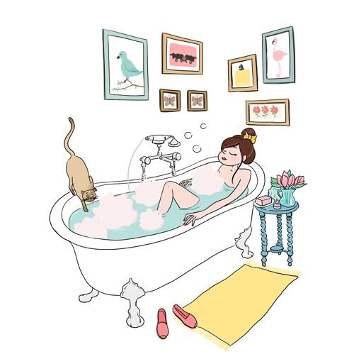 Девушка в ванне рисовать