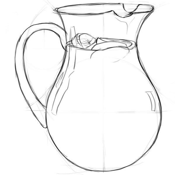 Этапы рисования кувшина