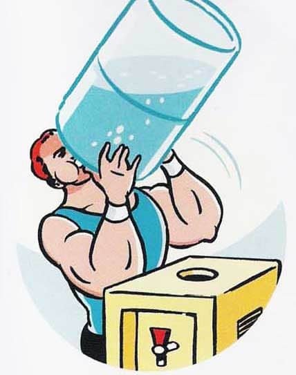 Человек пьет воду мультяшный