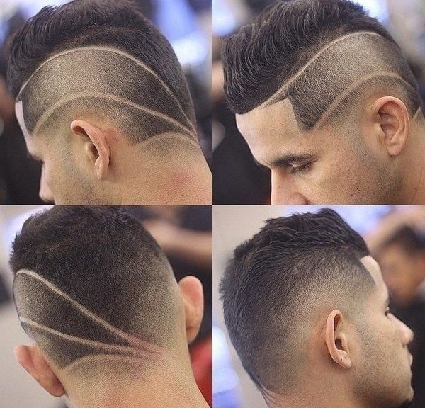 Мужские стрижки с выбритыми висками с узорами