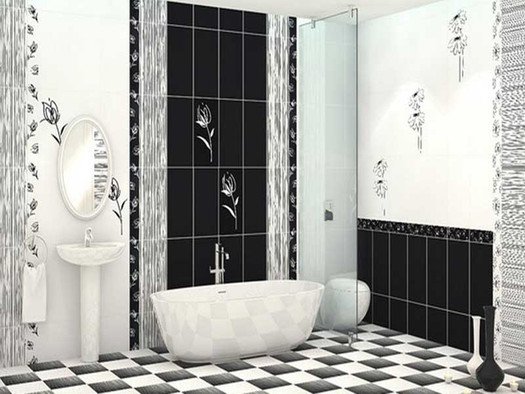 Плитка для ванной комнаты черно-белая