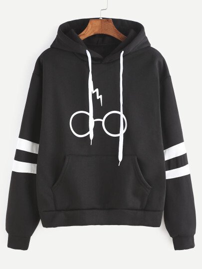 Толстовка черная Гарри Поттер с капюшоном женская