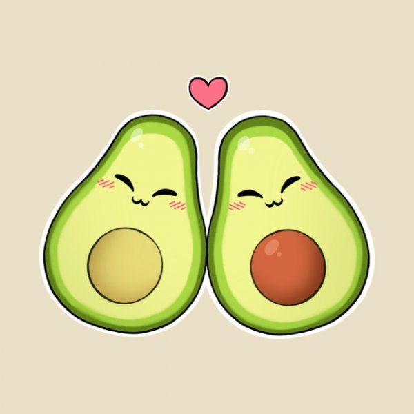 Две половинки авокадо