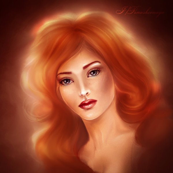 Портрет девушки с рыжими волосами
