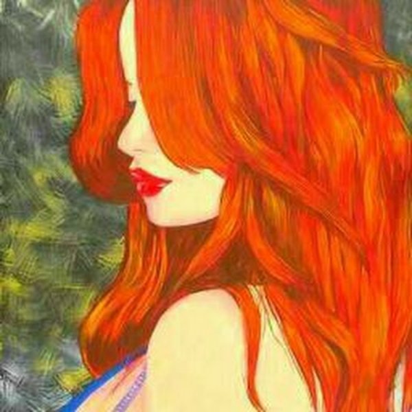 Девушка с рыжими волосами со спины арт