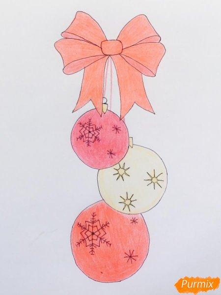 Новогодняя игрушка рисунок красками