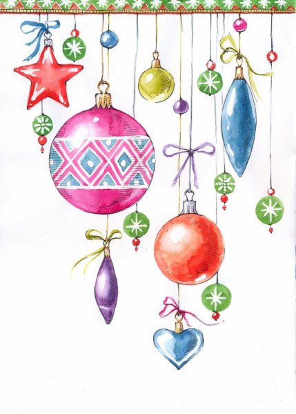 Елечные игршкиакварель