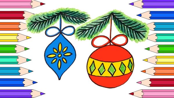 Новогодние украшения раскраска