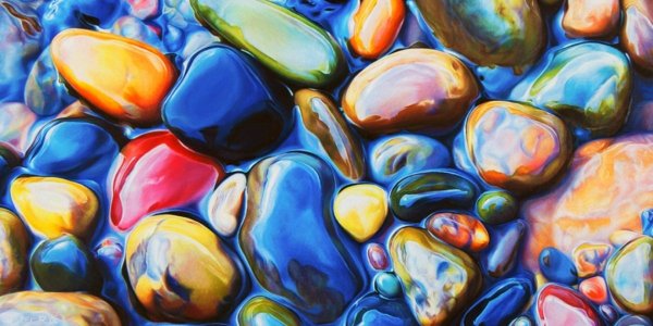 Камни цветными карандашами