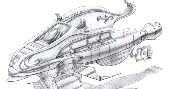 Ракета в космосе карандашом