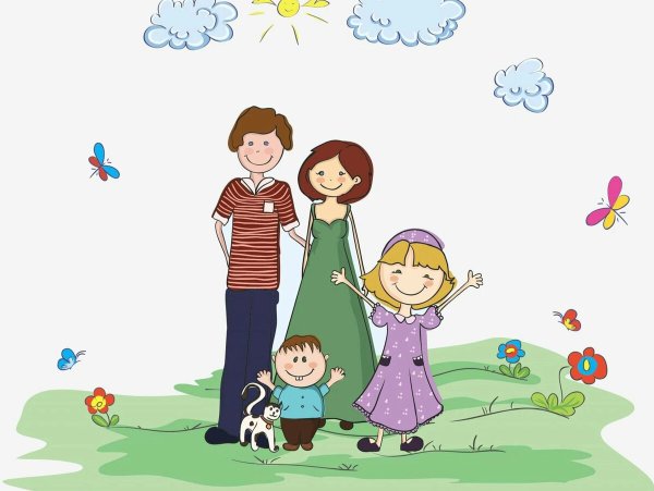 Семья рисунок акварель