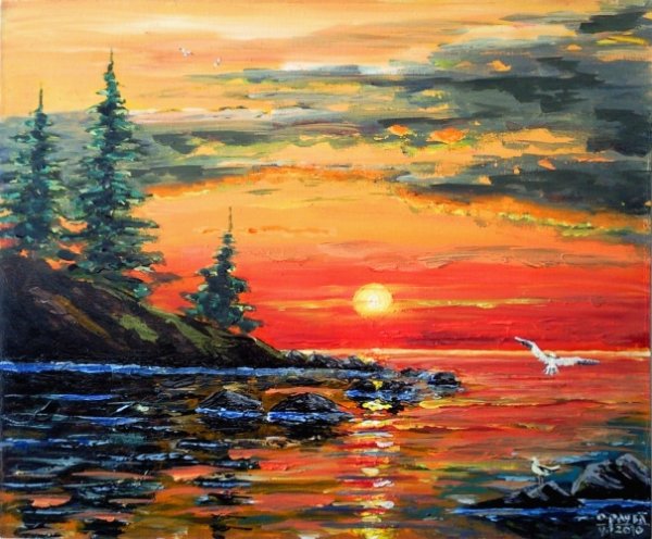 Пейзаж акрилом