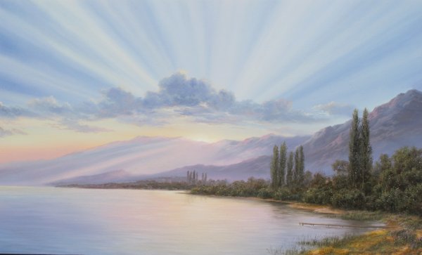 Рассвет гуашью