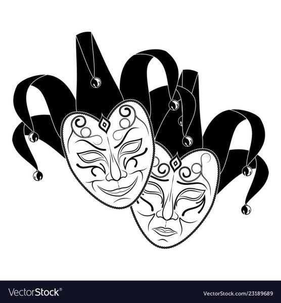 Эскиз масок трагедии и комедии