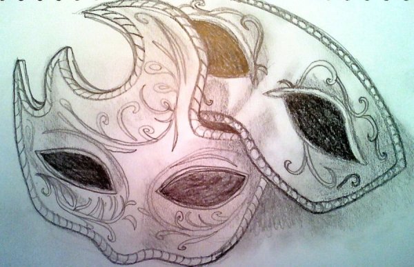 Маскарадные маски карандашом