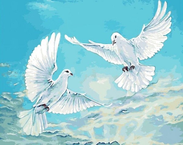 Пейзаж с голубями