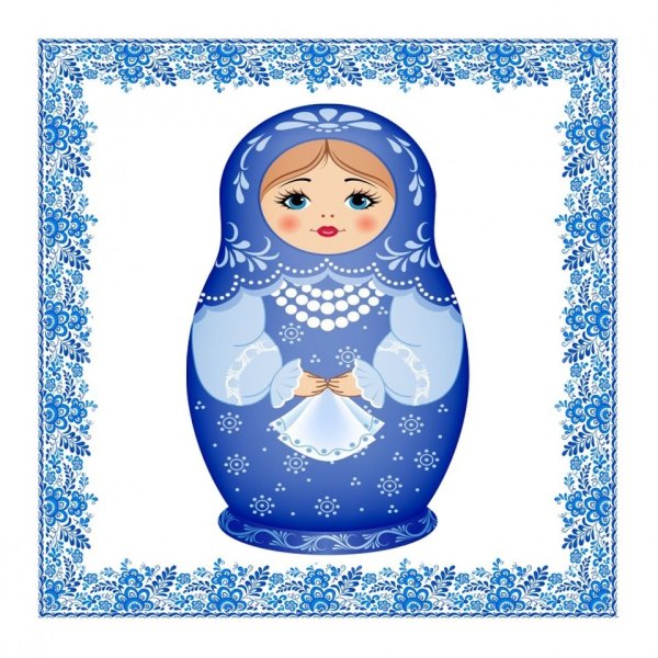 Матрешка Гжель для печати