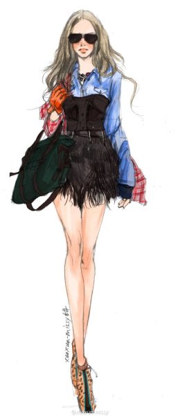 Нарисовать модную девочку