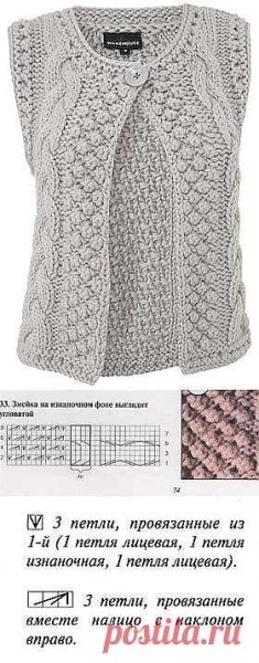 Схемы узора для жилетки спицами