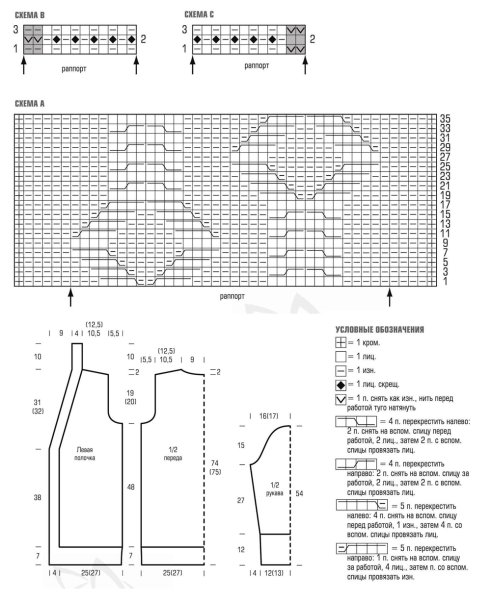 Женский жакет спицами с описанием и схемами 50 размер