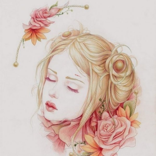Девушка с цветами рисунок