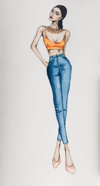 Девушка в платье для срисовки